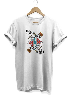 Remonz Queen Freddy Mercury Iskambil Serisi Baskılı Beyaz Oversize T-Shirt