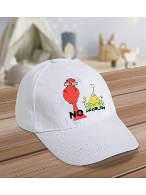 Bk Kids No Problem Tasarımlı Cotton Çocuk Şapkası-Beyaz