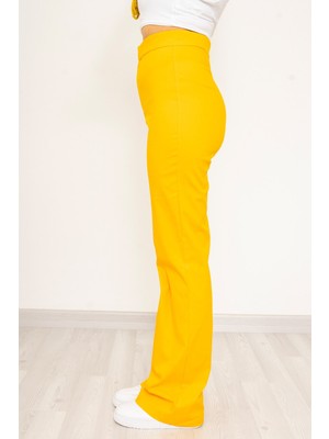 Derya Dindar Sarı Flare Kadın Pantolon