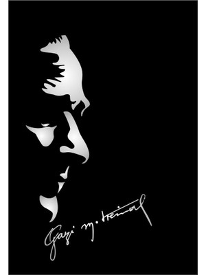 Oto Sticker Atatürk Silüeti Ve Gazi Mustafa Kemal Imza Stickeri Gümüş M.Gri