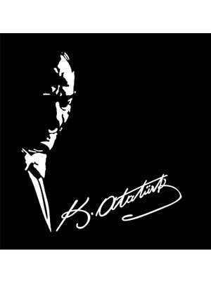 Oto Sticker Atatürk Silüeti Ve Imza Stickeri Atatürk Imza Sliüet