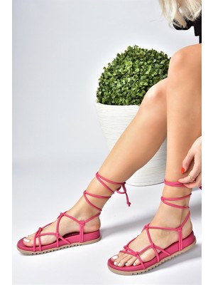 Fox Shoes Fuşya Bağlama Detaylı Kadın Sandalet M705143909