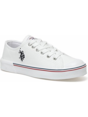 U.S. Polo Assn. Kadın Beyaz Sneaker Penelope Wt 2pr Suni Deri Düz Tabanlı Rahat Ayakkabı