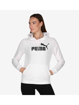 Puma Ess Logo Hoodie Tr (S) Kadın Sweatshirt 586791 02 White