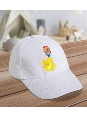 Bk Kids Kişiye Özel Prenses Tasarımlı Cotton Çocuk Şapkası-Beyaz-4