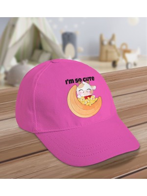 Bk Kids I'm So Cute Tasarımlı Cotton Çocuk Şapkası-Pembe