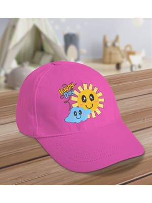 Bk Kids Happy Day Tasarımlı Cotton Çocuk Şapkası-Pembe