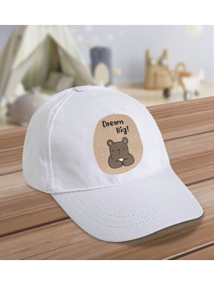 Bk Kids Dream Big Tasarımlı Cotton Çocuk Şapkası-Beyaz