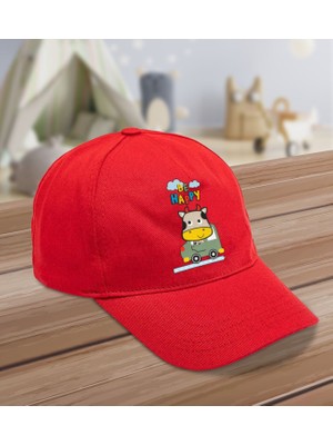 Bk Kids Be Happy Tasarımlı Cotton Çocuk Şapkası-Kırmızı