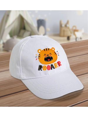 Bk Kids Roar Tasarımlı Cotton Çocuk Şapkası-Beyaz-2