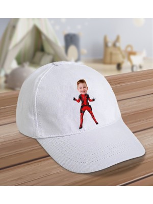 Bk Kids Kişiye Özel Süper Kahraman Tasarımlı Cotton Çocuk Şapkası-Beyaz-4