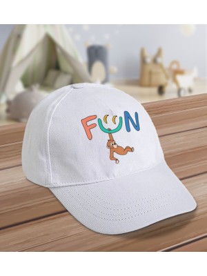 Bk Kids Fun Tasarımlı Cotton Çocuk Şapkası-Beyaz