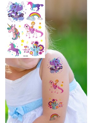 BP Tattoo Simli Dövme Luna Gökkuşağı Renkli Pony Çocuk Dövmesi