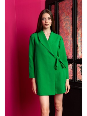 Hakke Şal Yaka Yandan Bağlamalı Ceket