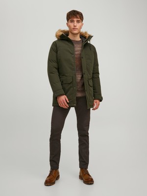 Jack & Jones Jjwınner Parka Fur Siyah Erkek Parka 12211948-Rosin