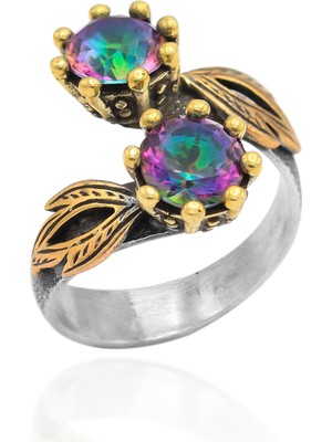 Mistik Topaz Taşlı Eskitilmiş El İşi Gümüş Yüzük 201021073