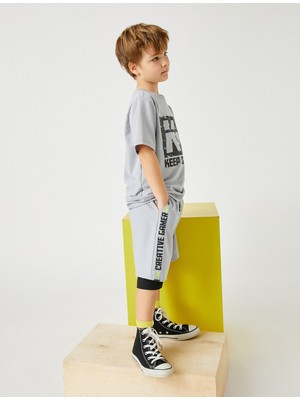 Koton Baskılı Şort Belden Bağlamalı