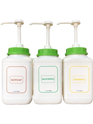 Smax Pompalı Ketçap Mayonez Hardal Kutusu 3 Lü Set & 2.5 lt Ketçap Mayonez Hardal Kabı Pompalı Pompası Dispanseri