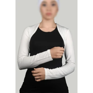 Uzun Kollu Tesettür Bolero - Ekru