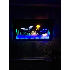 Deniz Temalı LED Işıklı Ahşap Tablo