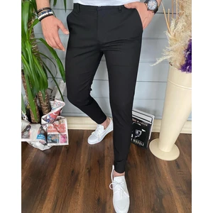 Ser Joven Erkek Slim Fit Siyah Keten Pantolon