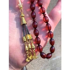 Hediye Doğan Silver Renk Süzmesi Toz Kehribar Tesbih DGN11157