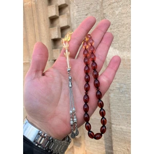Hediye Doğan Silver Renk Süzmesi Toz Kehribar Tesbih DGN11160
