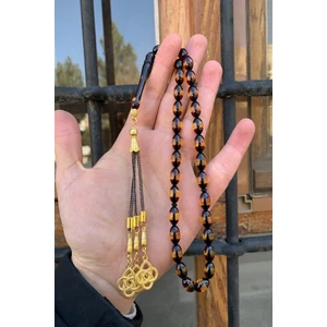 Doğan Silver Sarı Sürmeli Toz Kehribar Tesbih