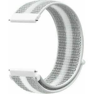 Samsung Galaxy Watch 3 45 mm Için Spor Dokuma Kordon Beyaz Çizgili