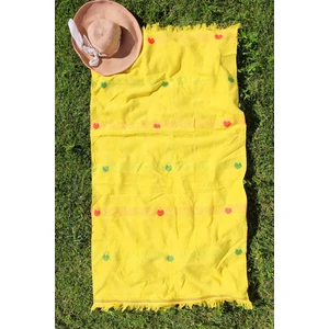 %100 Pamuk 80 x 150 Sarı Desenli Plaj Havlusu