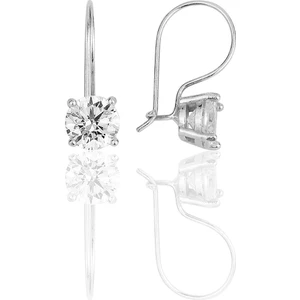 Söğütlü Silver Gümüş Rodyumlu Çengelli 6 mm Zirkon Tek Taş Küpe