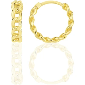 Söğütlü Silver Gümüş Altın Yaldızlı Zincir Modeli Halka Küpe