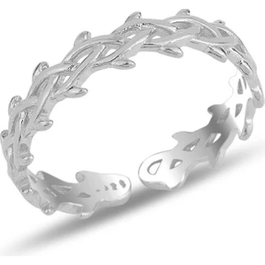 Söğütlü Silver Gümüş Rodyumlu  Ayarlamalı Örgü Yüzük