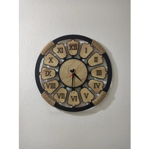 Halatlı Dekoratif Ahşap Duvar Saati 49CM.