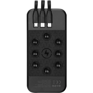 IP-G14W 10000MAH Dahili Kablolu Gizli Ledli Siyah Vantuz+Stand Kablosuz Taşınabilir Pil Şarj