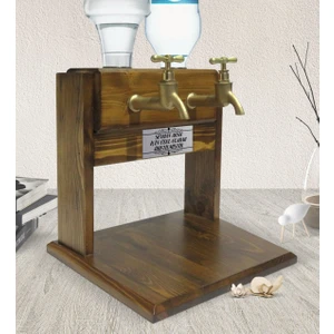 Kişiye Özel Çift Musluklu Doğal Ahşap Rakı Standı – Ceviz