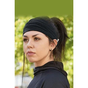 Paraşüt Bandana Sade Düz Renk Pamuklu Kumaş Lastikli Siyah