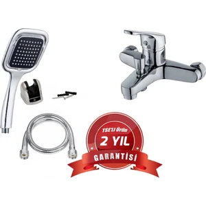 Banyo Bataryası ve Kare Siyah Duş Başlığı | Banyo Batarya Seti / 2 Yıl Garantili