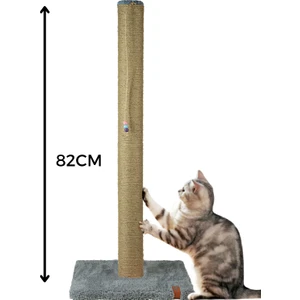 Pugalo 82 cm Lüx Tırmalama Tahtası Catnipli Jüt Tırmalama Minder Yüzey Gri