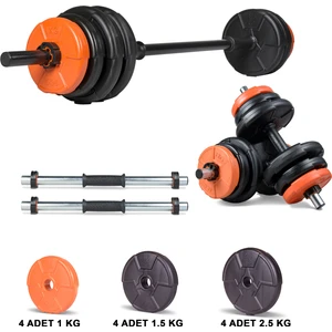 23 kg Turuncu Siyah Halter Seti ve Dambıl Seti