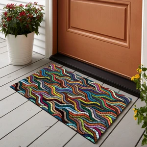 Örgü Nakış Desenli Dijital Baskılı 50X70CM Dekoratif Çok Amaçlı Iç ve Dış Kapı Paspası