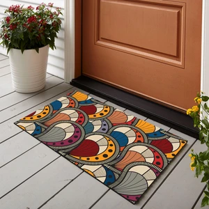 Retro Desenli Dijital Baskılı 50X70CM Dekoratif Çok Amaçlı Iç ve Dış Kapı Paspası