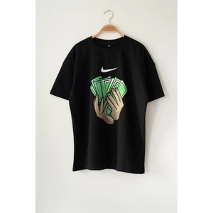 Unisex Dolar Özel Baskılı Oversize Penye T-Shirt %100 Pamuk