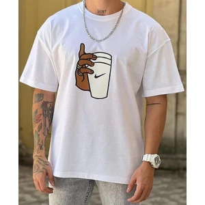 Unisex Bardak Özel Baskılı Oversize Penye T-Shirt %100 Pamuk