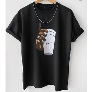 Unisex Bardak Özel Baskılı Oversize Penye T-Shirt %100 Pamuk