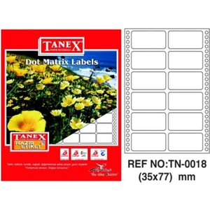Bilgisayar Etiketi TN-0018 35X77 mm 100 Lü Lazer Etiket 1 Paket Tanex Davetiye Kargo Etiketi