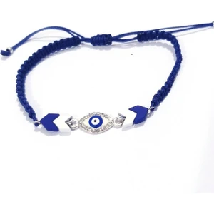 Funny Takı Lacivert Beyaz Hematit Taşlı Göz Şeklinde Mineli Nazar Boncuklu Bileklik