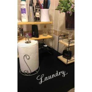 Laundry Baskılı Çamaşır Makine Örtüsü Siyah
