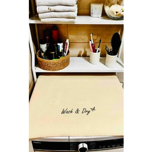 Krem Çamaşır Makine Örtüsü Wash&dry Baskılı