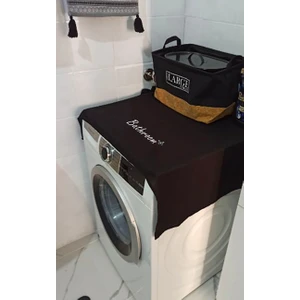 Siyah Çamaşır Makine Örtüsü Bathroom Baskılı
